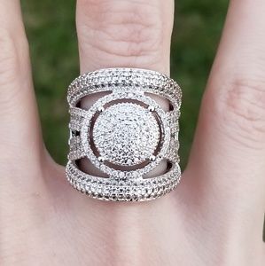 🆕️S925-White Sapphire Cocktail Ring Sz 6